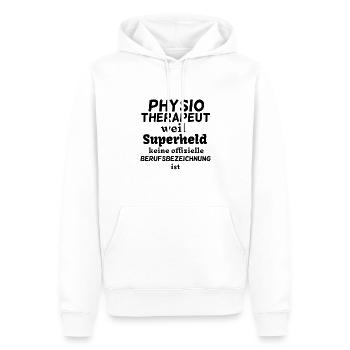Physiotherapeut weil Superheld kein Beruf ist - Männer Premium Bio Hoodie - Weiß - Vorne - Nico (187cm)