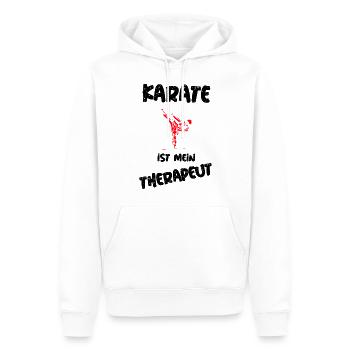 Karate ist mein Therapeut - Männer Premium Bio Hoodie - Weiß - Vorne - Nico (187cm)