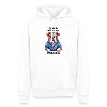La maison est l’endroit où se trouve mon bouledogue - Sweat à capuche Premium bio Homme - blanc - Devant - Nico (187cm)