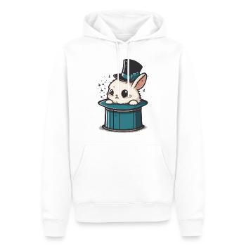 Lapin fantasque dans un chapeau de magicien : un enchantement - Sweat à capuche Premium bio Homme - blanc - Devant - Nico (187cm)