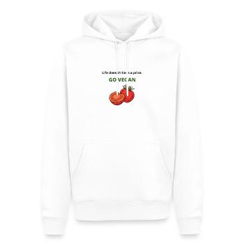 Vegan werden - Männer Premium Bio Hoodie - Weiß - Vorne - Nico (187cm)