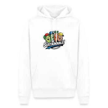Durabilité Les drôles de légumes sont heureux pour les légumes - Sweat à capuche Premium bio Homme - blanc - Devant - Nico (187cm)