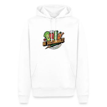 Durabilité Les drôles de légumes sont heureux pour les légumes - Sweat à capuche Premium bio Homme - blanc - Devant - Nico (187cm)