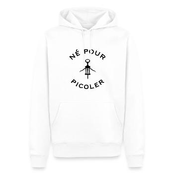 né pour picoler tire-bouchon - Sweat à capuche Premium bio Homme - blanc - Devant - Nico (187cm)