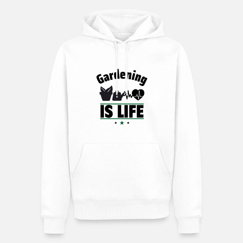 Gartenarbeit ist das Leben - Männer Premium Bio Hoodie - Weiß