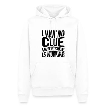 I have no clue why my code is working - Männer Premium Bio Hoodie - Weiß - Vorne - Nico (187cm)