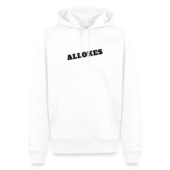 ALLOKES - Männer Premium Bio Hoodie - Weiß - Vorne - Nico (187cm)