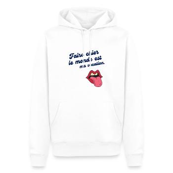 Humour défaut drôle - Sweat à capuche Premium bio Homme - blanc - Devant - Nico (187cm)