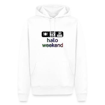 hello weekend - Männer Premium Bio Hoodie - Weiß - Vorne - Nico (187cm)