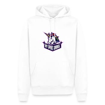 La licorne est mon animal spirituel - Sweat à capuche Premium bio Homme - blanc - Devant - Nico (187cm)
