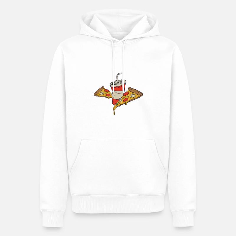 Pizza mit Getränk - Männer Premium Bio Hoodie - Weiß