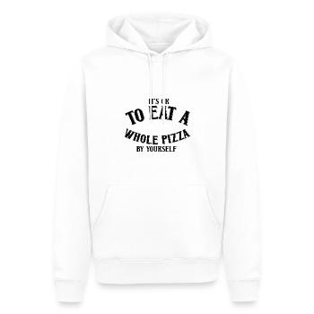 Its ok to eat a whole Pizza by yourself - Männer Premium Bio Hoodie - Weiß - Vorne - Nico (187cm)