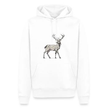 Hirsch 2D grau - Männer Premium Bio Hoodie - Weiß - Vorne - Nico (187cm)