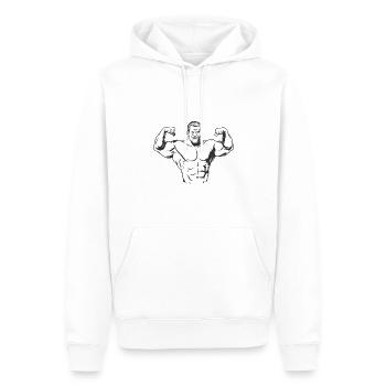 Homme musclé - Sweat à capuche Premium bio Homme - blanc - Devant - Nico (187cm)