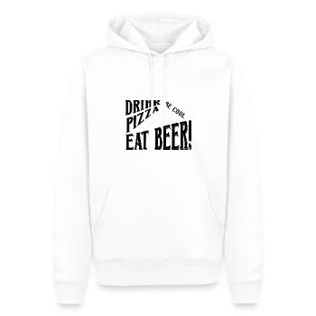 Boire de la pizza manger de la bière - Sweat à capuche Premium bio Homme - blanc - Devant - Nico (187cm)
