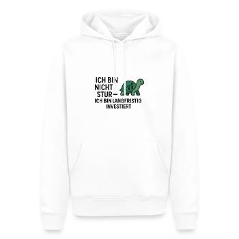 ich bin nicht stur ich bin langfristig invest - Männer Premium Bio Hoodie - Weiß - Vorne - Nico (187cm)