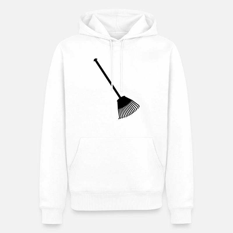 Gärtner - Harke - Männer Premium Bio Hoodie - Weiß