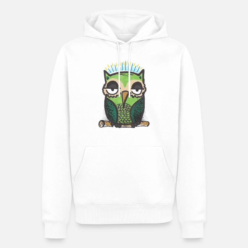 Eule - Männer Premium Bio Hoodie - Weiß