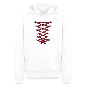 Korsett Herz - Männer Premium Bio Hoodie - Weiß - Vorne - Nico (187cm)