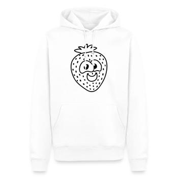 kleine Erdbeere - line - Männer Premium Bio Hoodie - Weiß - Vorne - Nico (187cm)