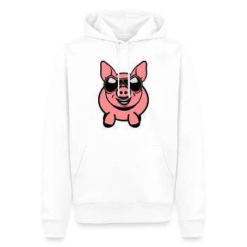 Lunette sympathique drôle de cochon - Sweat à capuche Premium bio Homme - blanc - Devant - Nico (187cm)