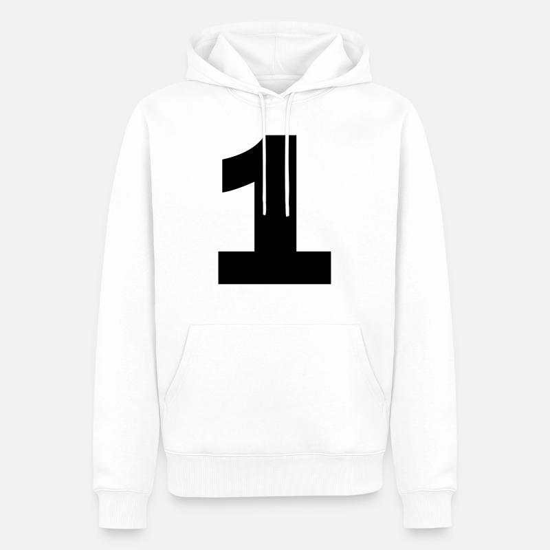 1 - Männer Premium Bio Hoodie - Weiß
