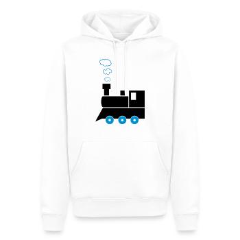 lokomotive_02 - Männer Premium Bio Hoodie - Weiß - Vorne - Nico (187cm)