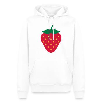 Fraise / Strawberry / Erdbeere / Fresa - Sweat à capuche Premium bio Homme - blanc - Devant - Nico (187cm)