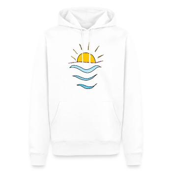 Soleil vagues,Plage,Mer,Cadeau,cool,tendance - Sweat à capuche Premium bio Homme - blanc - Devant - Nico (187cm)