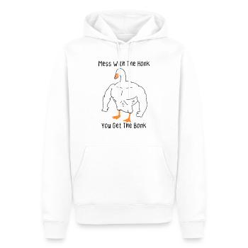 mess with the honk,you get the bonk - Sweat à capuche Premium bio Homme - blanc - Devant - Nico (187cm)