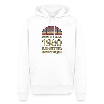 Modèle de projet Vintage 1980 - Sweat à capuche Premium bio Homme - blanc - Devant - Nico (187cm)
