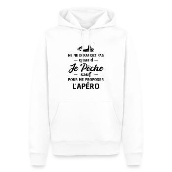 pêche et l'apéro / humour pêche - Sweat à capuche Premium bio Homme - blanc - Devant - Nico (187cm)