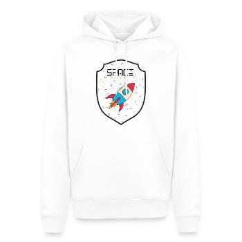 Fête de l’espace - Sweat à capuche Premium bio Homme - blanc - Devant - Nico (187cm)