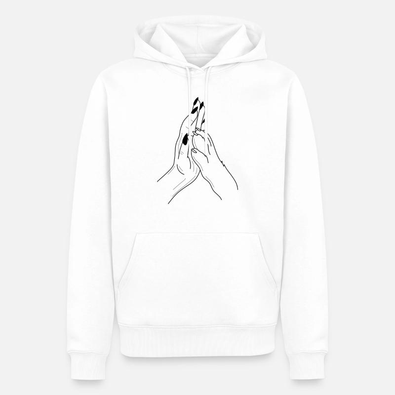 Hand Pfote Highfive - Männer Premium Bio Hoodie - Weiß