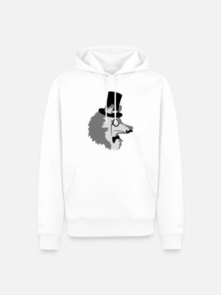 Sir Wolf Gentlemen Cylinder - Men’s Premium Organic Hoodie - white