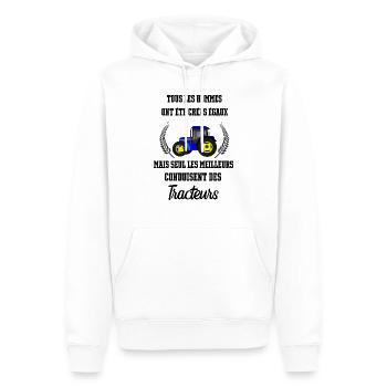 tous les hommes ont été créés égaux mais seul les - Sweat à capuche Premium bio Homme - blanc - Devant - Nico (187cm)
