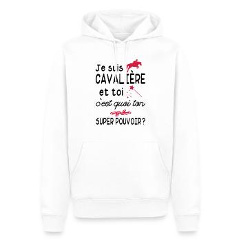 je suis cavalière / cadeau humour cavalière - Sweat à capuche Premium bio Homme - blanc - Devant - Nico (187cm)