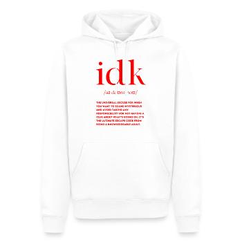 Je ne connais pas Définition Français - Sweat à capuche Premium bio Homme - blanc - Devant - Nico (187cm)