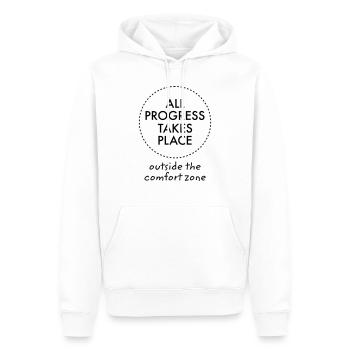 Alle Fortschritte finden außerhalb der Komfortzone statt - Männer Premium Bio Hoodie - Weiß - Vorne - Nico (187cm)