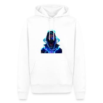 Blue Team Hacker Cyberpunk Digital Art - Männer Premium Bio Hoodie - Weiß - Vorne - Nico (187cm)