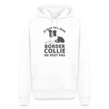 Mon Border collie ne veut pas 1 - Sweat à capuche Premium bio Homme - blanc - Devant - Nico (187cm)