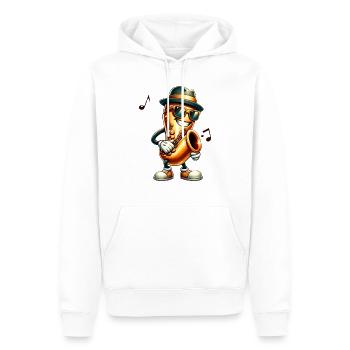 Jazz It ! 🎷 Saxophone cool avec chapeau et abat-jour - Sweat à capuche Premium bio Homme - blanc - Devant - Nico (187cm)