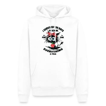 Lustige Katze, ich habe 100 Tage Schule überlebt, es ist in Ordnung - Männer Premium Bio Hoodie - Weiß - Vorne - Nico (187cm)