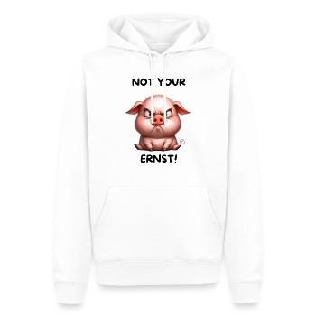 Ernsthaftes Schweinchen - Männer Premium Bio Hoodie - Weiß - Vorne - Nico (187cm)