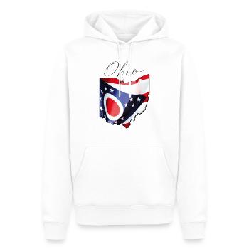 Ohio (États-Unis) | Drapeau réel | Flag Map Script - Sweat à capuche Premium bio Homme - blanc - Devant - Nico (187cm)
