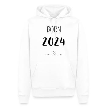 BORN 2024 - Männer Premium Bio Hoodie - Weiß - Vorne - Nico (187cm)
