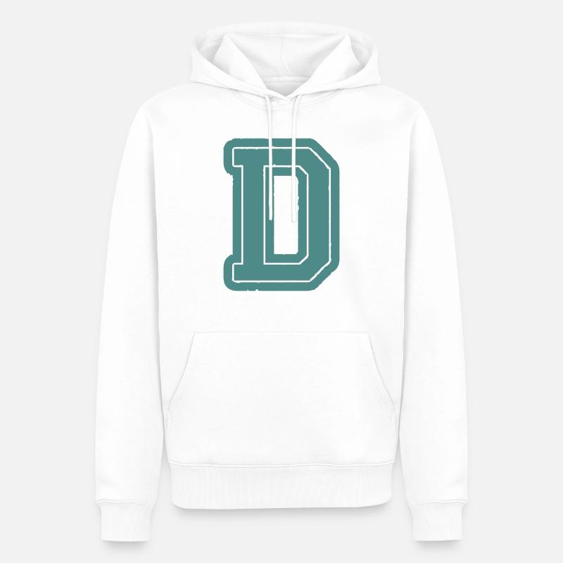 Lettre D - Sweat à capuche Premium bio Homme - blanc