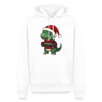 Dinosaure T-Rex Noël - Sweat à capuche Premium bio Homme - blanc - Devant - Nico (187cm)