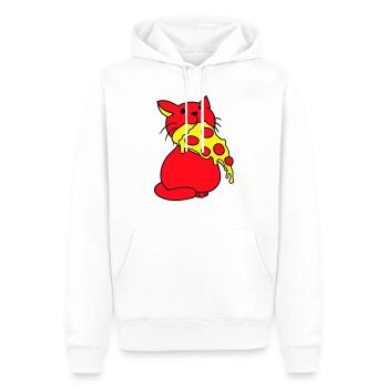 Katze Isst Salami Pizza Hunger Fast Food Essen - Männer Premium Bio Hoodie - Weiß - Vorne - Nico (187cm)