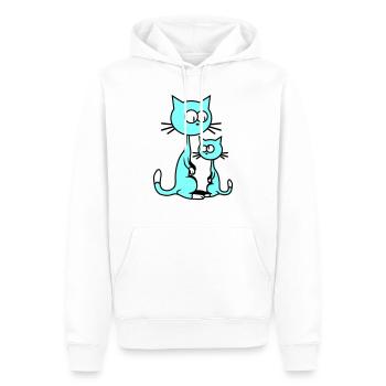 2 chats curieux à l’air drôle maman papa enfant - Sweat à capuche Premium bio Homme - blanc - Devant - Nico (187cm)
